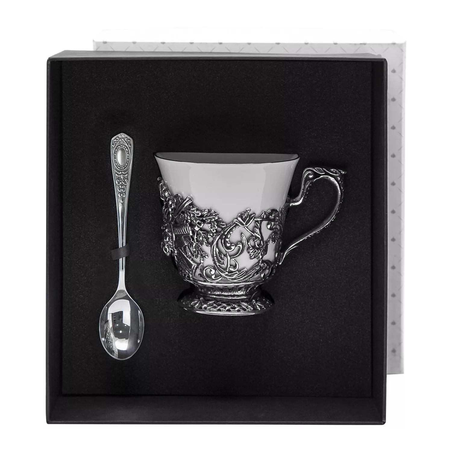 Посеребренный чайный набор Лось с чернениемФото 25903-01.jpg