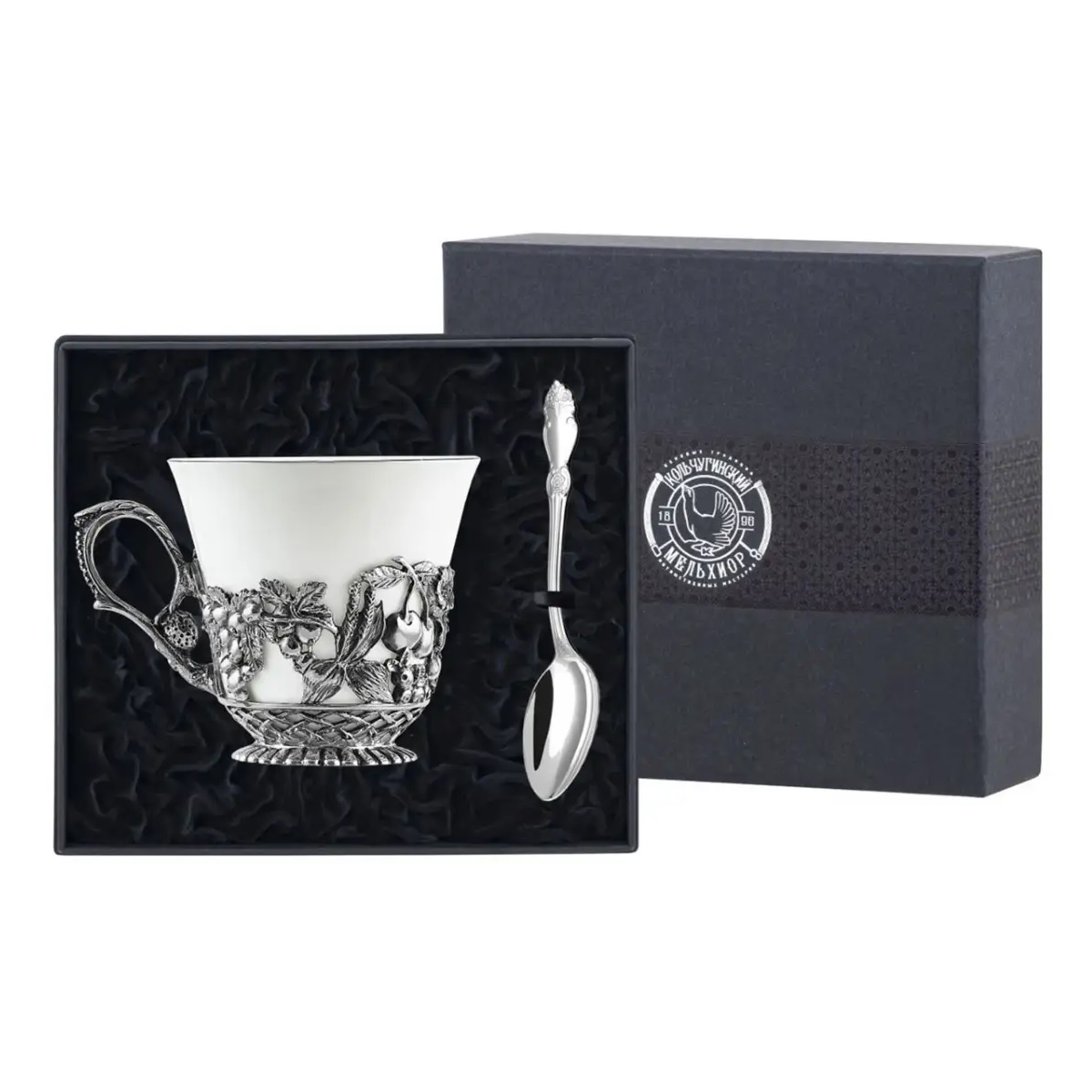 Посеребренный чайный набор Натюрморт с чернениемФото 25916-01.jpg
