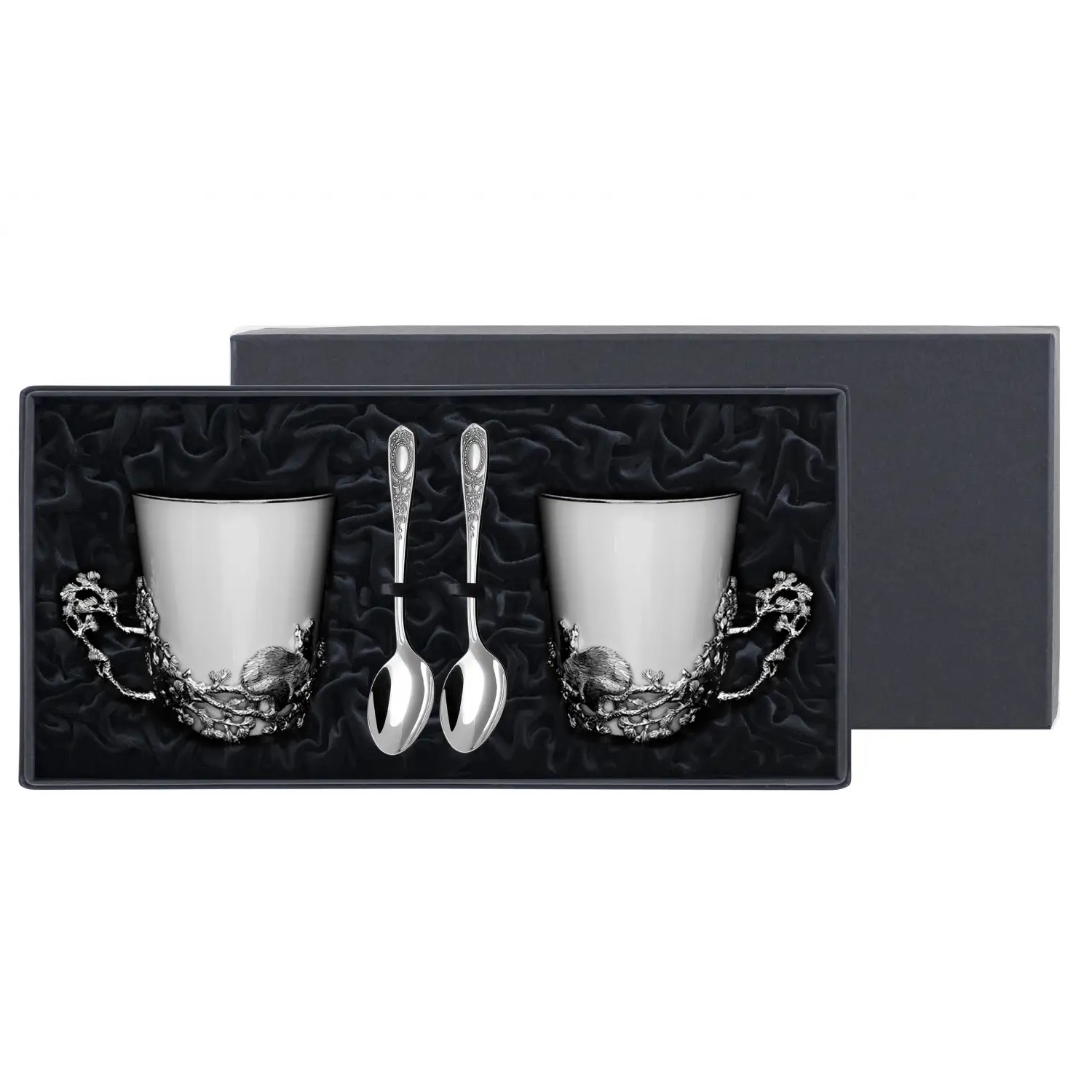 Посеребренный чайный набор Куница с чернениемФото 25917-01.jpg