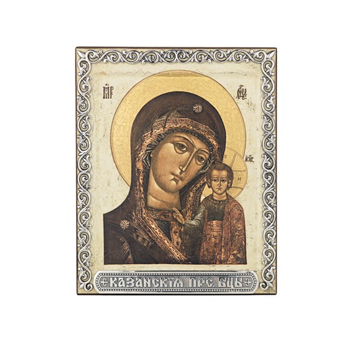 Серебряная икона Казанская