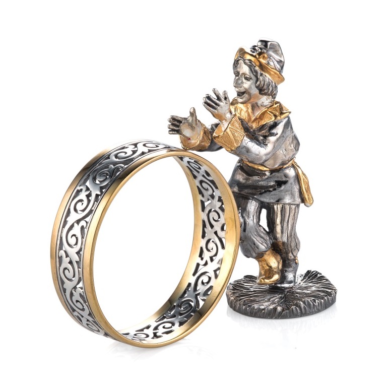 Серебряное кольцо для салфеток Скоморох