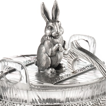 Серебряная икорница Кролик