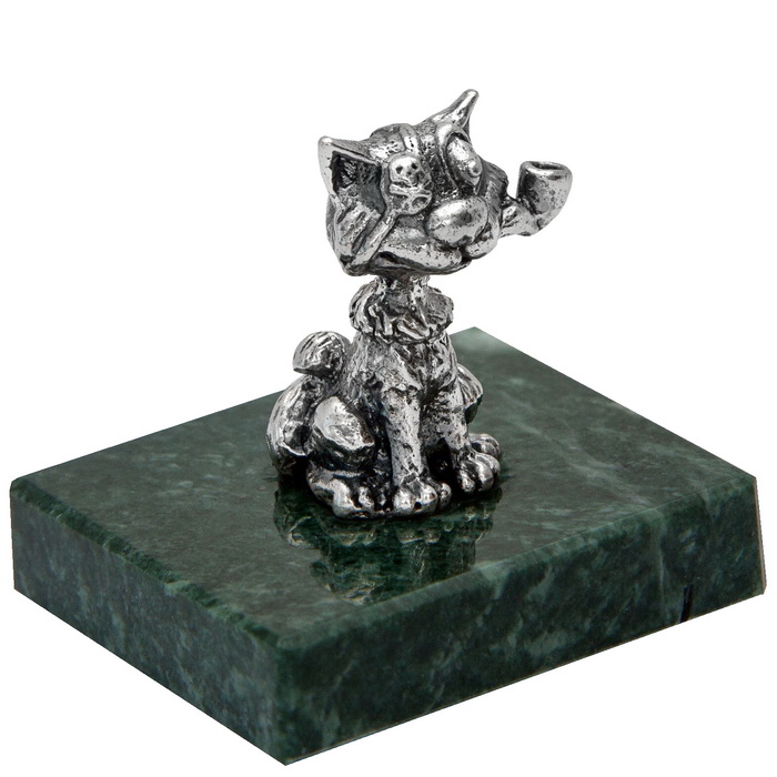 Серебряная статуэтка Кот с трубкой