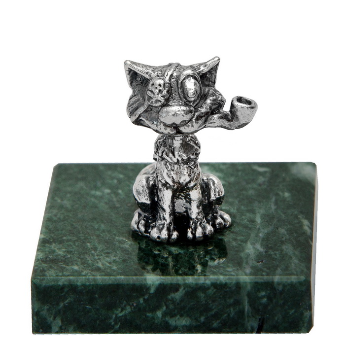 Серебряная статуэтка Кот с трубкойФото 26215-02.jpg