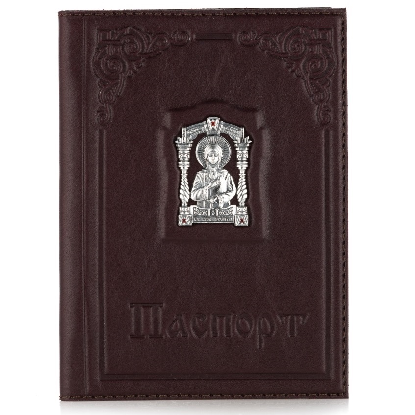 Кожаная обложка для паспорта Святая Ксения