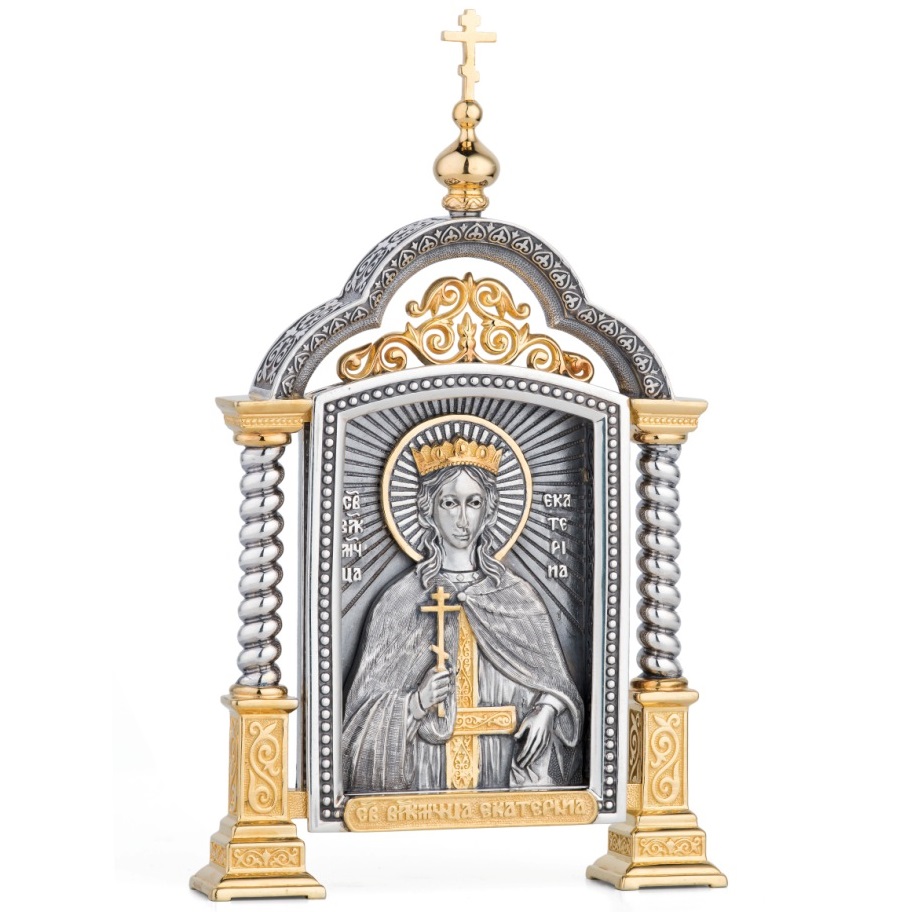 Серебряная парадная икона Святая ЕкатеринаФото 26338-01.jpg