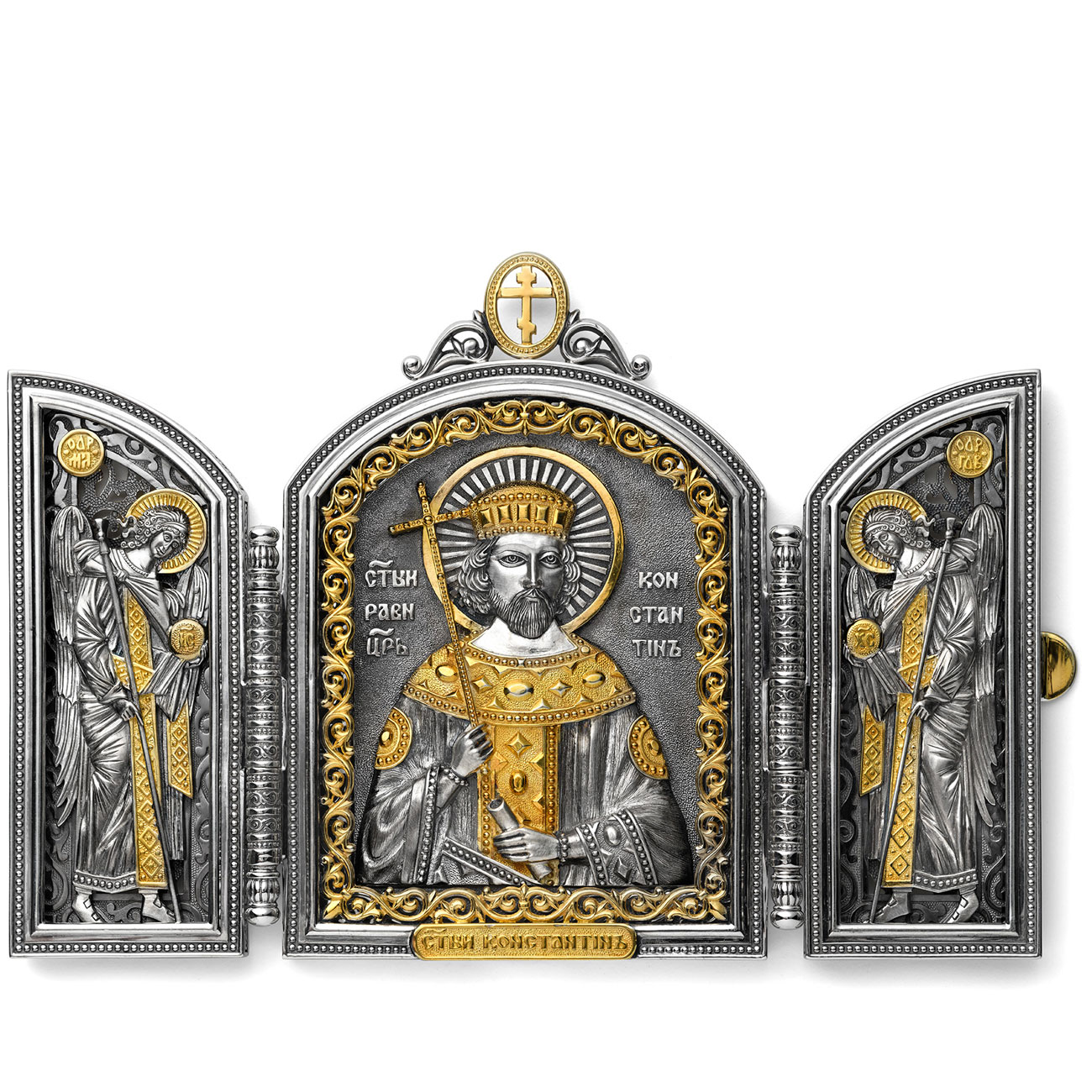Серебряная икона-складень Святой КонстантинФото 26411-01.jpg