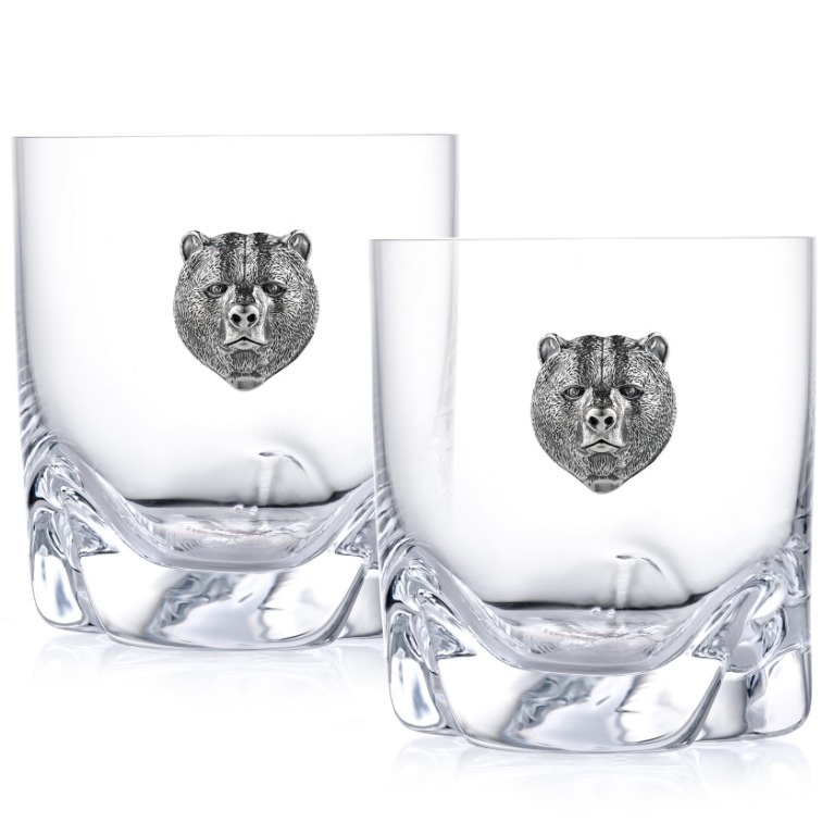 Набор стаканов с серебряной накладкой Медведь