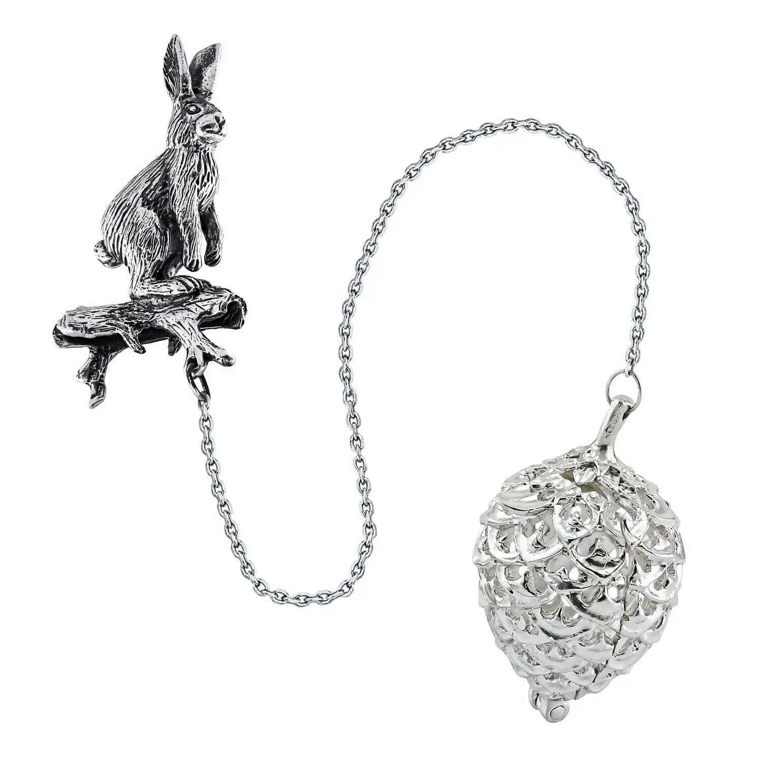 Серебряное ситечко Кролик с чернением в футляреФото 26723-02.jpg