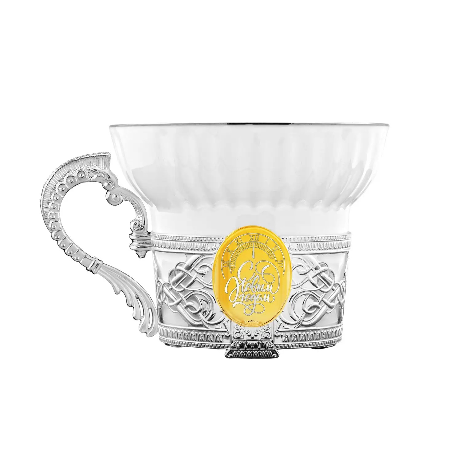 Серебряный набор чайная чашка Куранты с ложкой (снято с производства)Фото 26732-02.jpg