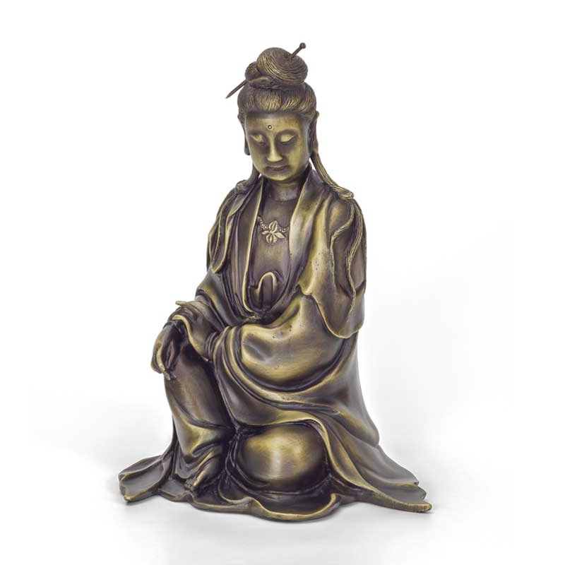 Бронзовая скульптура Сидящая Бодхисаттва Гуаньинь