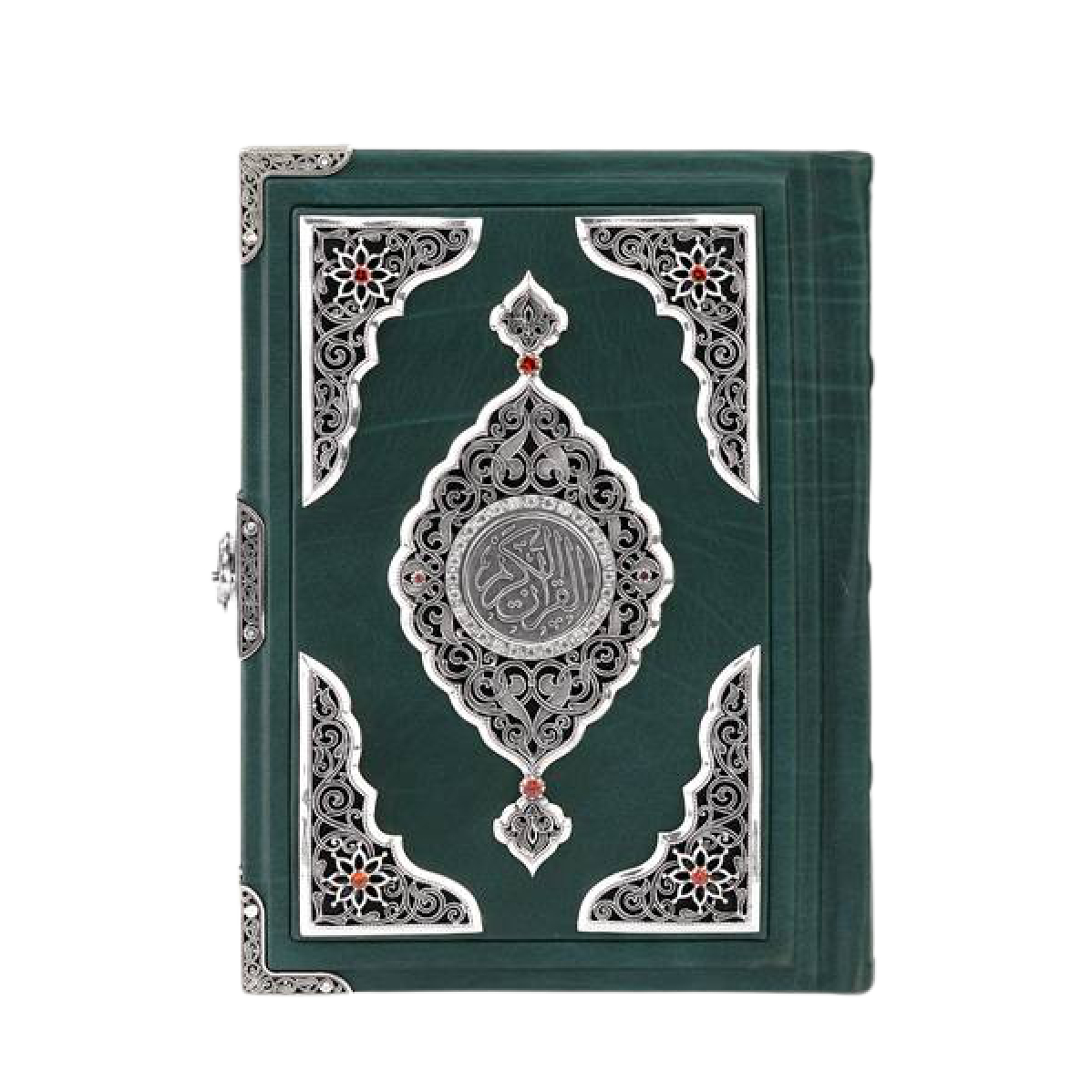 Коран Великолепие в кожаном переплете и серебре (один замок)Фото 27143-01.jpg