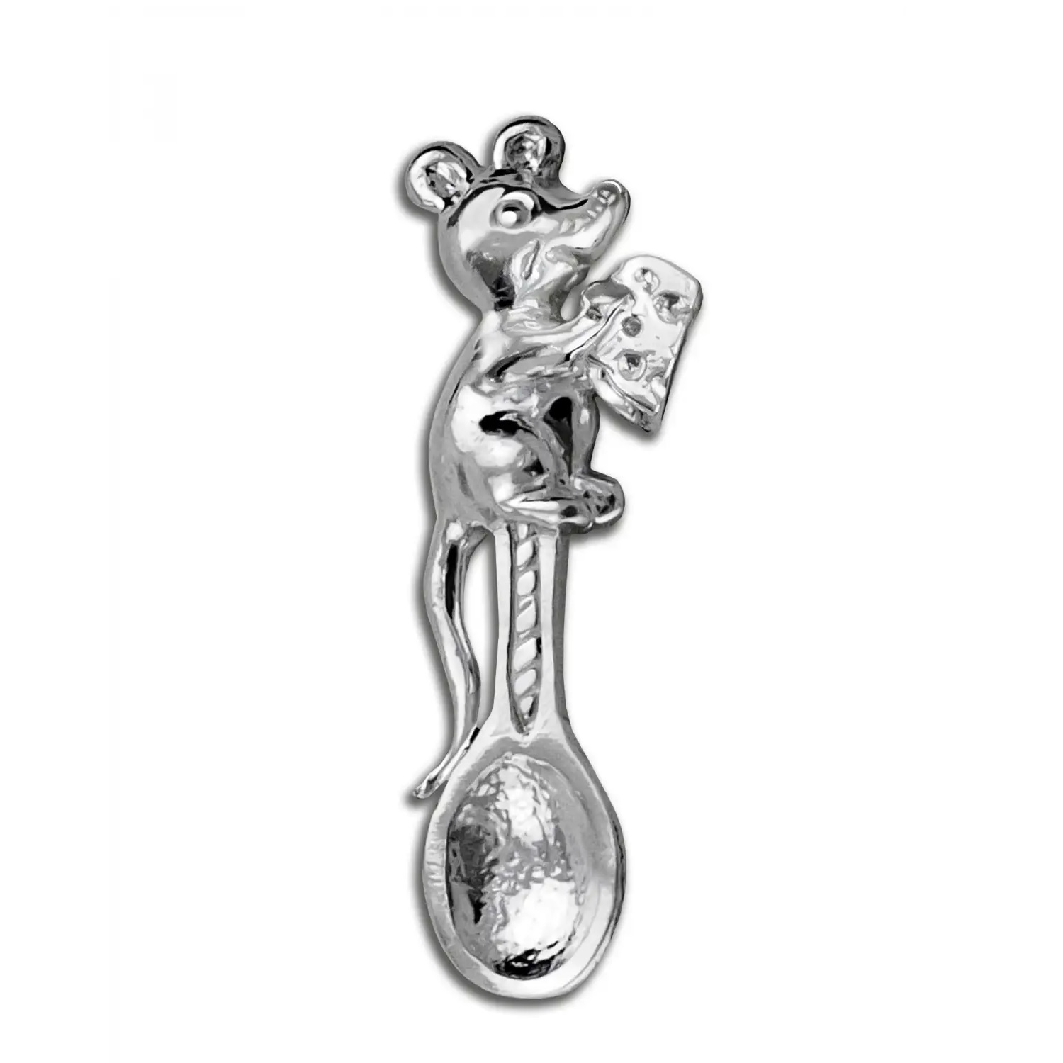Серебряная сувенирная ложка Мышь с сыром в футляреФото 27268-02.jpg
