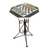 Шахматный стол "Атлас" мрамор, змеевик на металлической подставкеФото 27691-02.jpg