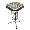 Шахматный стол "Дискобол" мрамор, змеевик на металлической подставкеФото 27692-02.jpg