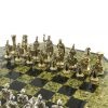 Шахматный стол "Римские воины" камень змеевик