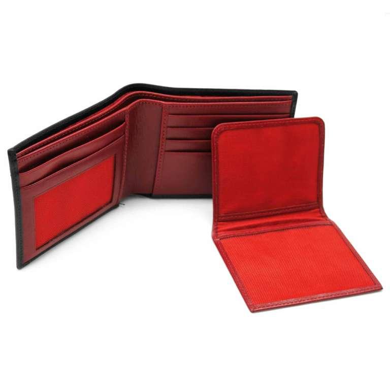 Черно-красное кожаное мужское портмоне 219-001 006
