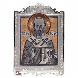 Серебряная икона Николай Чудотворец