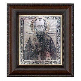 Серебряная икона  Николай Чудотворец