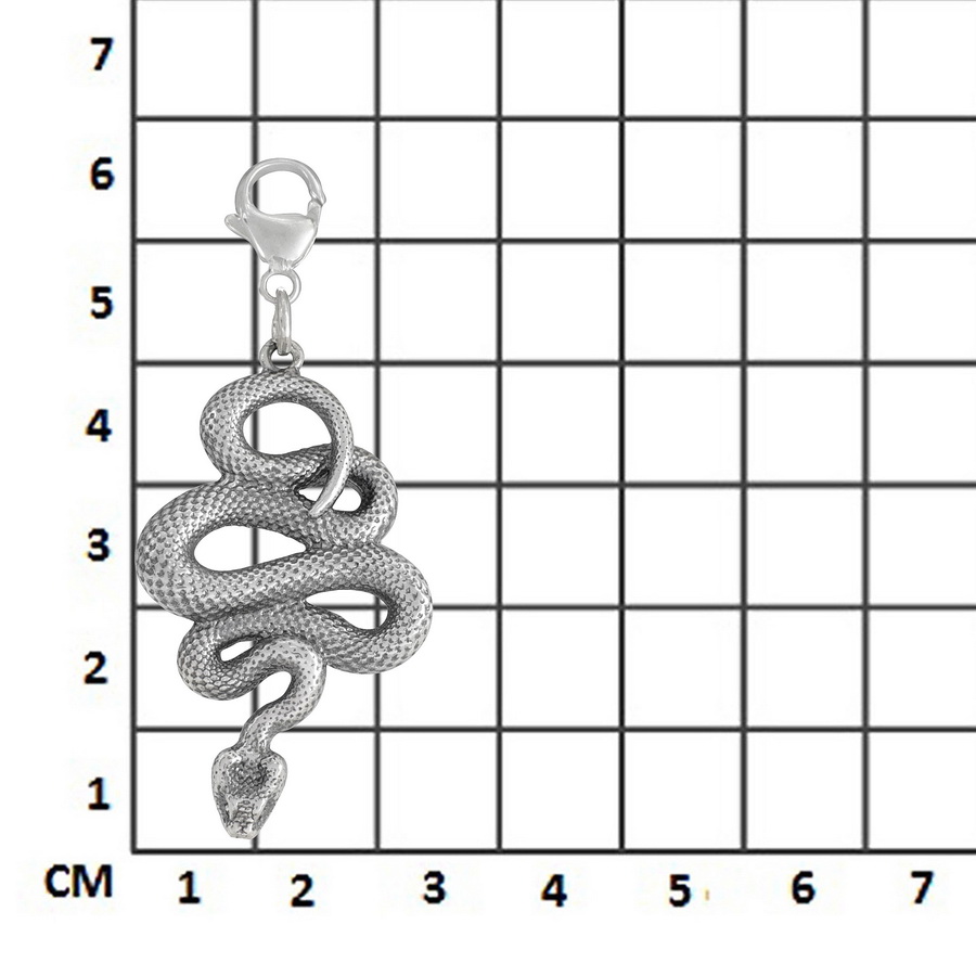 Серебряный брелок Змея (Подарок на Год Змеи)