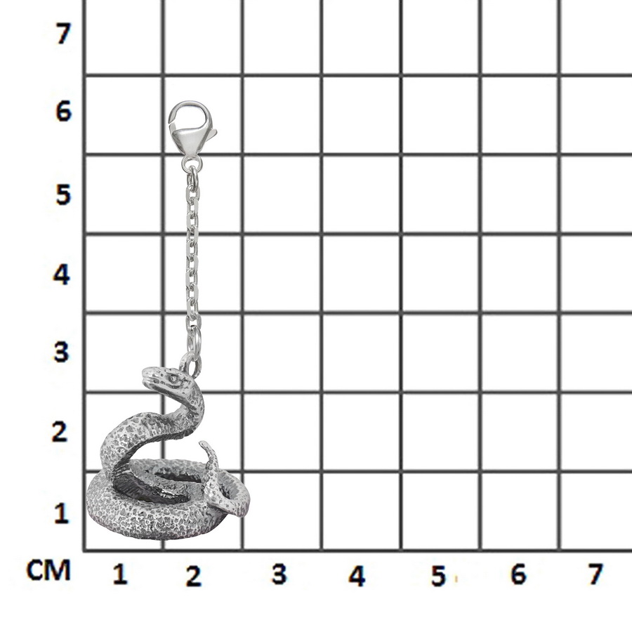 Серебряный брелок Змея (Подарок на Год Змеи)