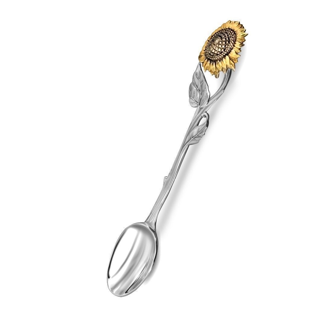 Серебряная кофейная ложка Подсолнух