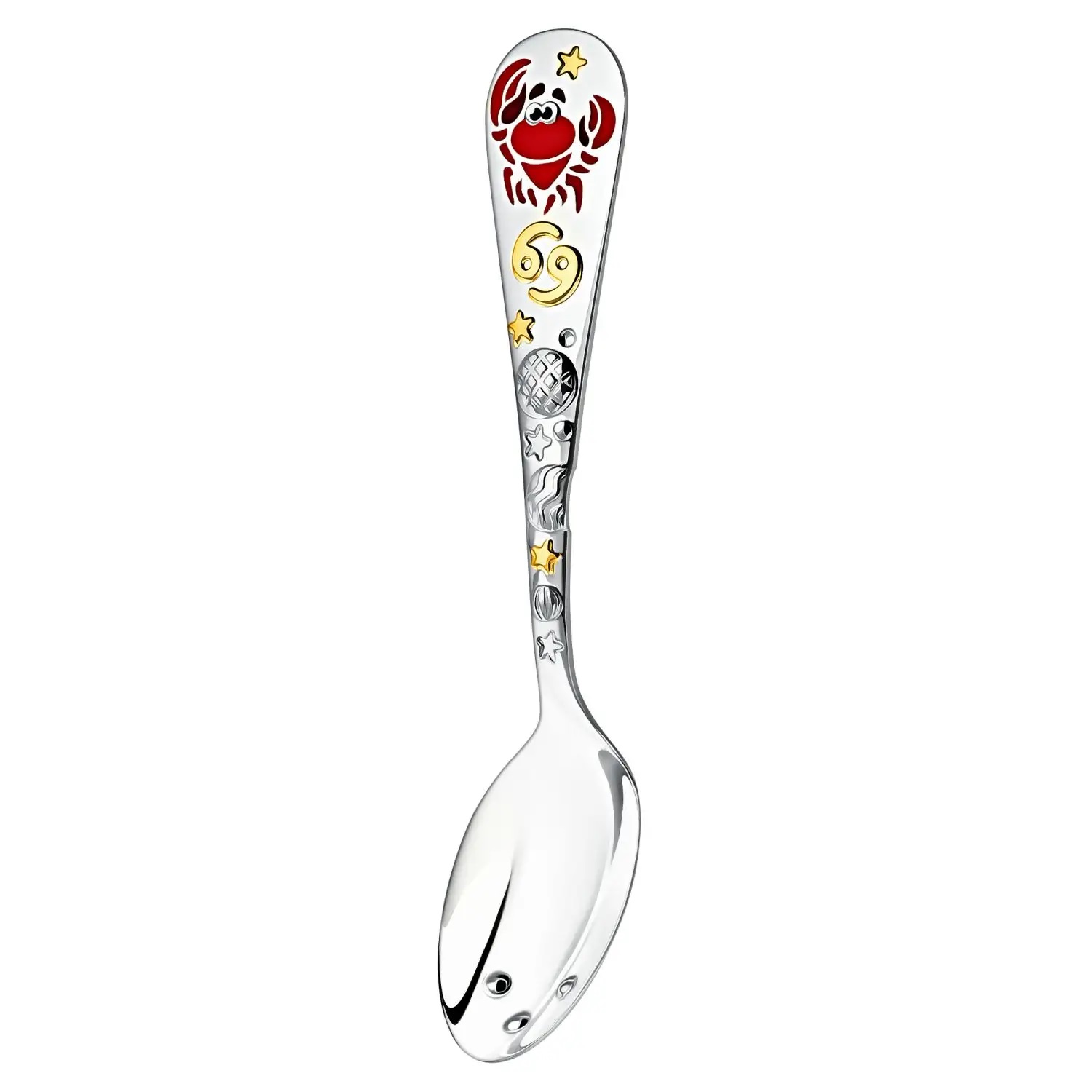 Серебряная детская ложка DoDo Зодиак-Рак ч/п с эмальюФото 28594-02.jpg