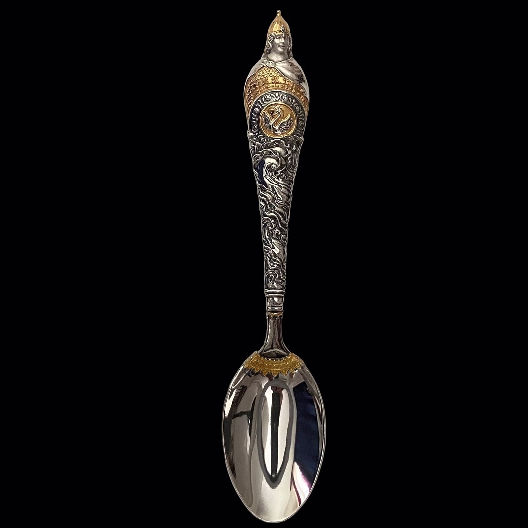 Серебряная столовая ложка Богатырь с золочениемФото 28707-02.jpg