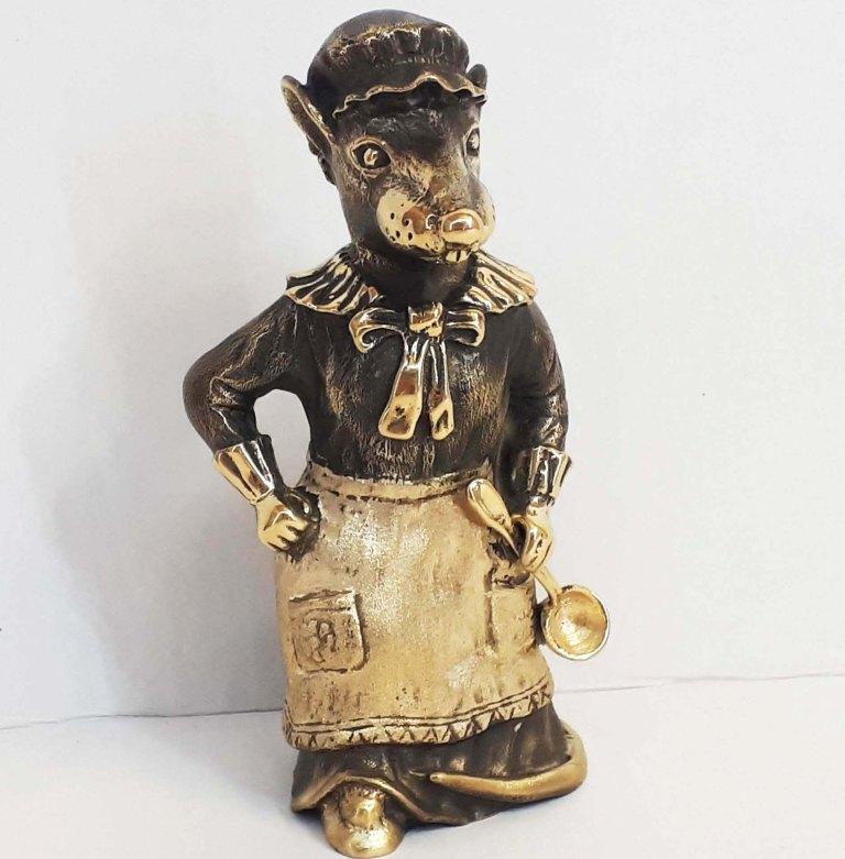 Бронзовый колокольчик Крыса-домохозяйка