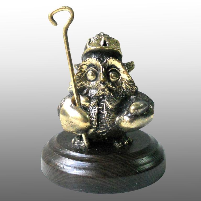 Бронзовая статуэтка Сова металлург 