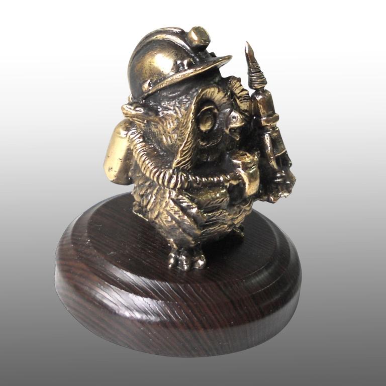 Бронзовая статуэтка Сова шахтер