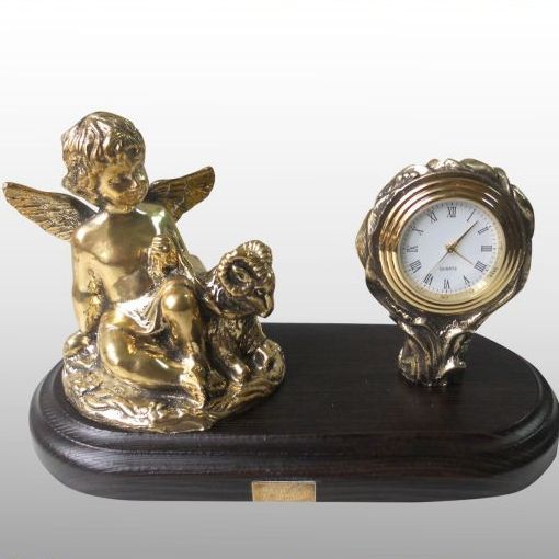 Бронзовые часы Ангел с овном (Подарок на Год Овцы)Фото 28757-02.jpg