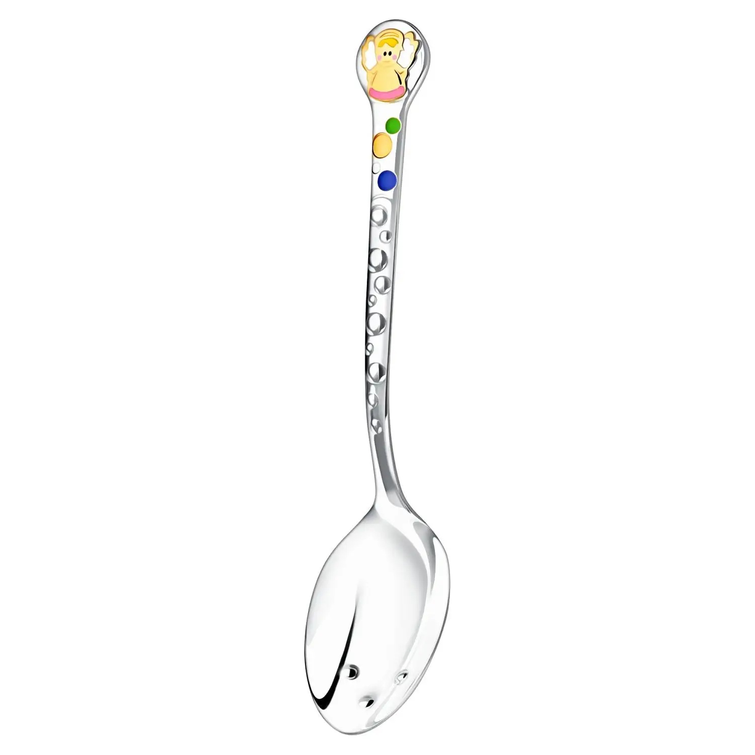 Серебряная детская ложка DoDo Ангелочек ч/п с розовой эмалью