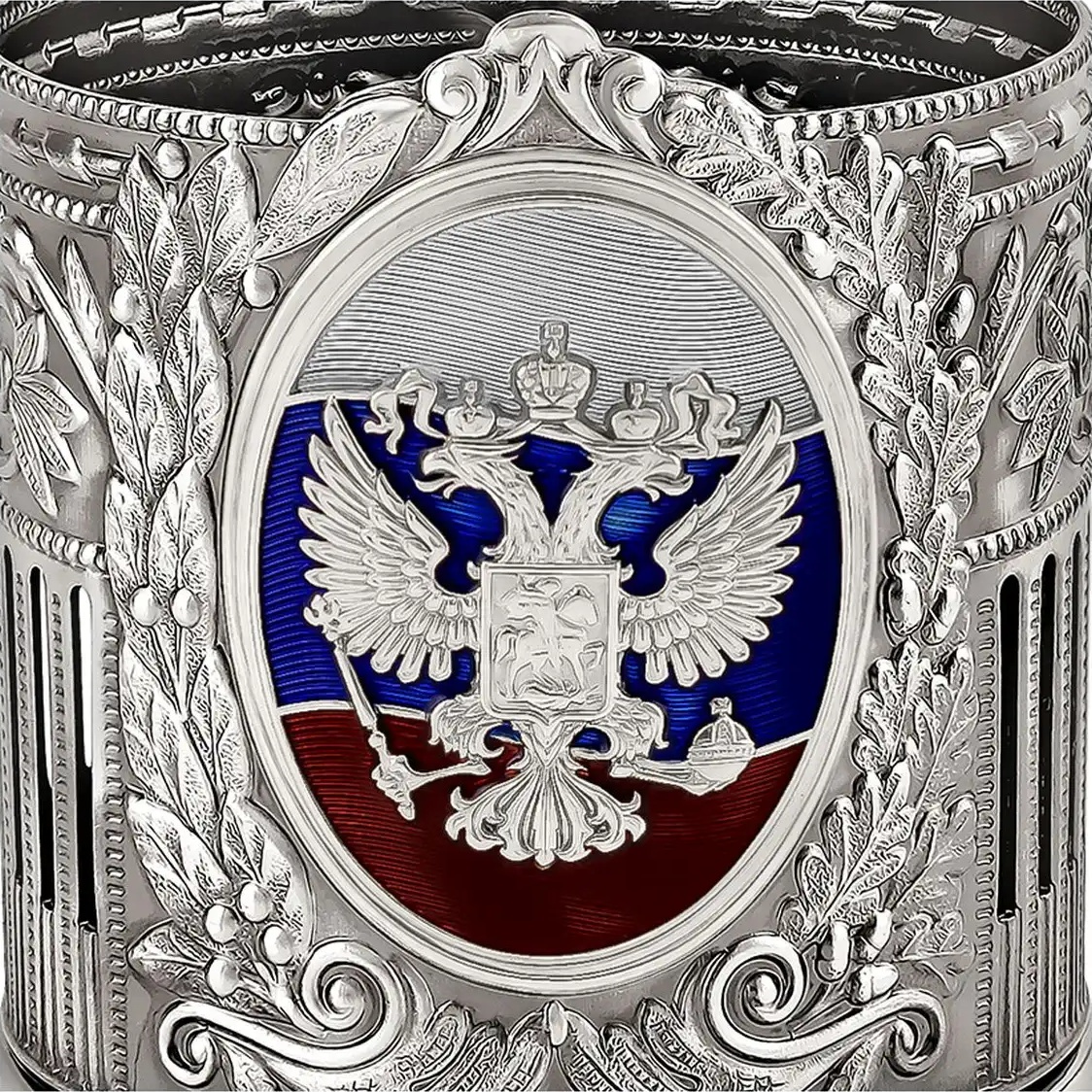 Никелированый набор  для чая  Герб РФ Фото 28796-05.jpg