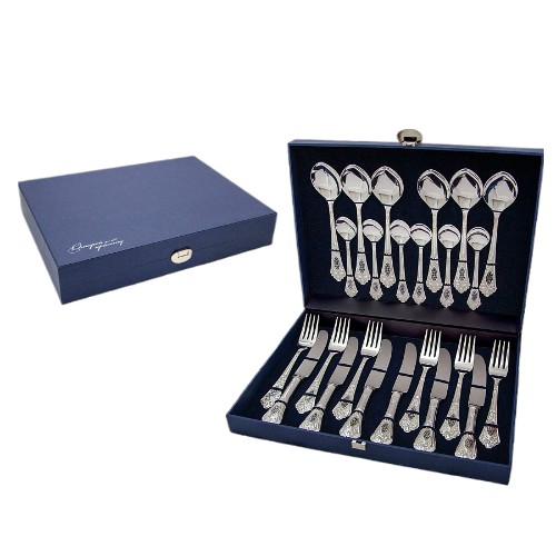 Набор столового серебра Рельефный рисунок на 6 персон