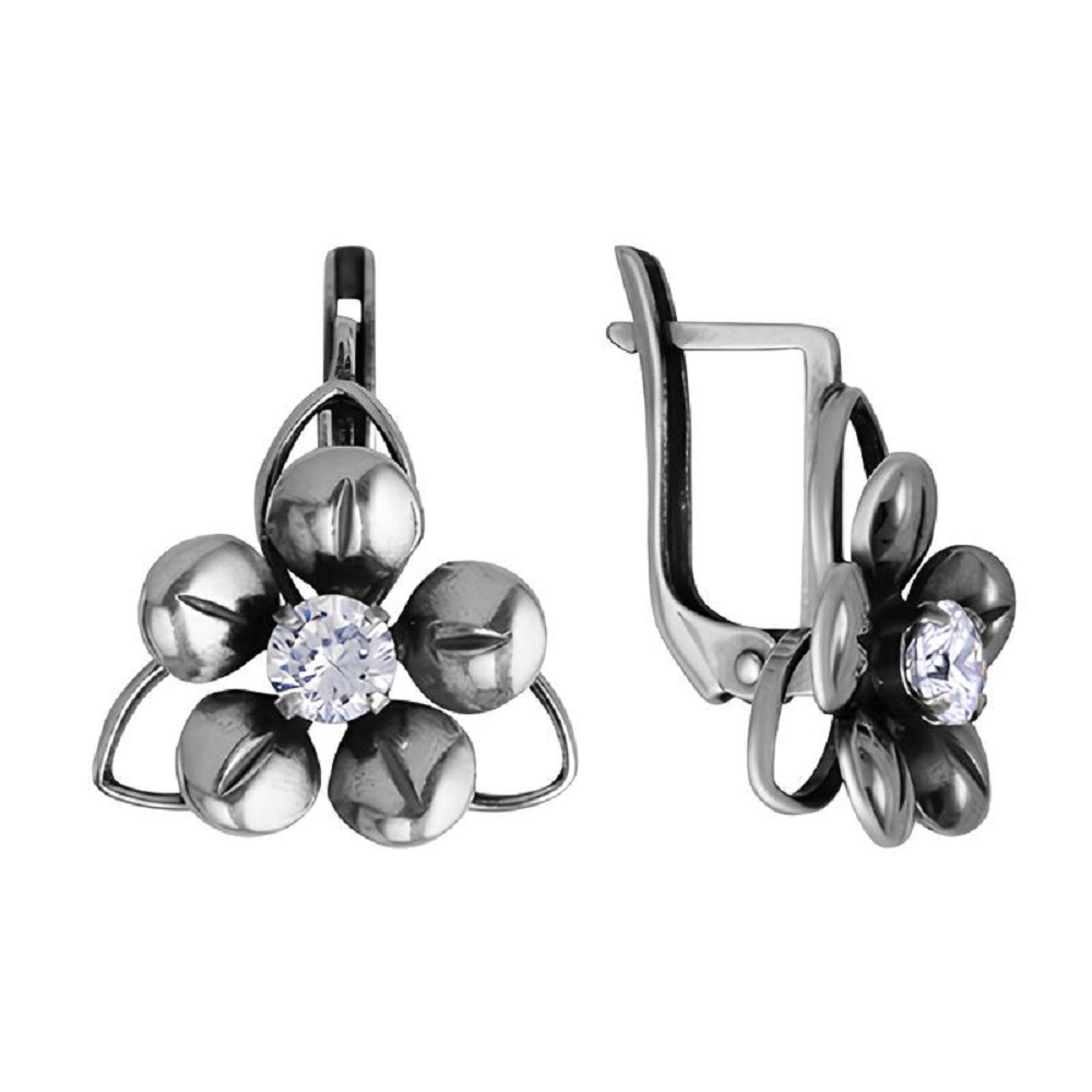 Серебряные серьги с фианитом