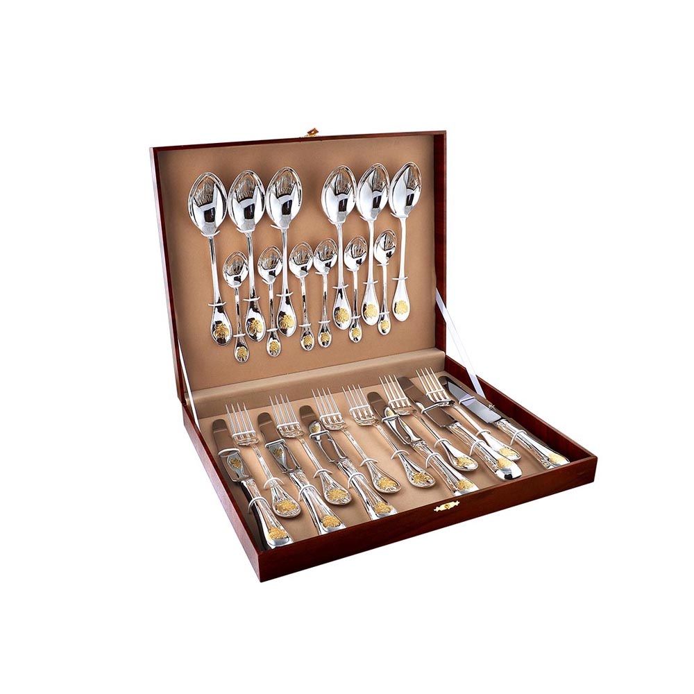 Набор столового серебра Отечество с позолотой на  6 персон