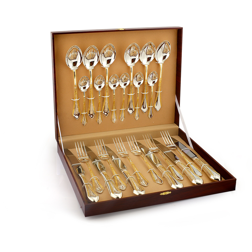 Набор столового серебра Элегант с позолотой на 6 персон