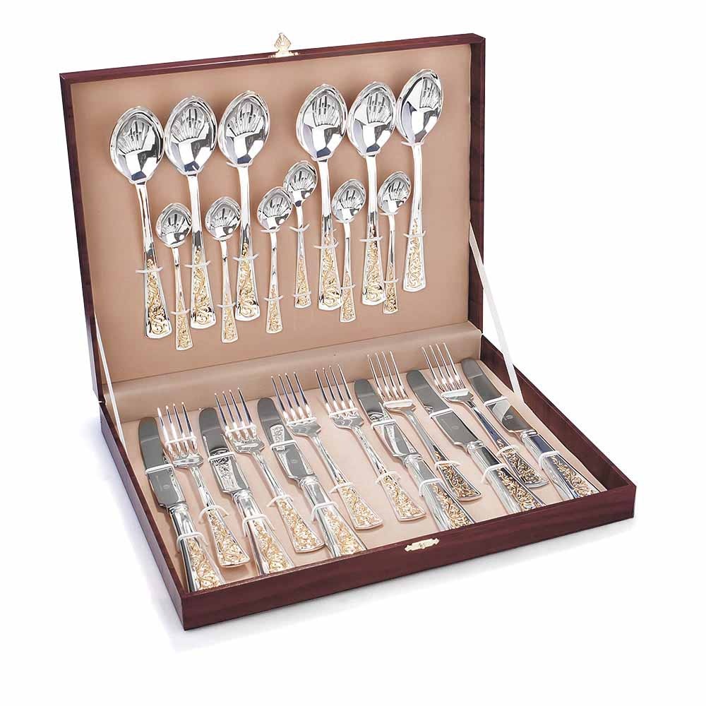 Набор столового серебра Стиль с позолотой на 6 персон