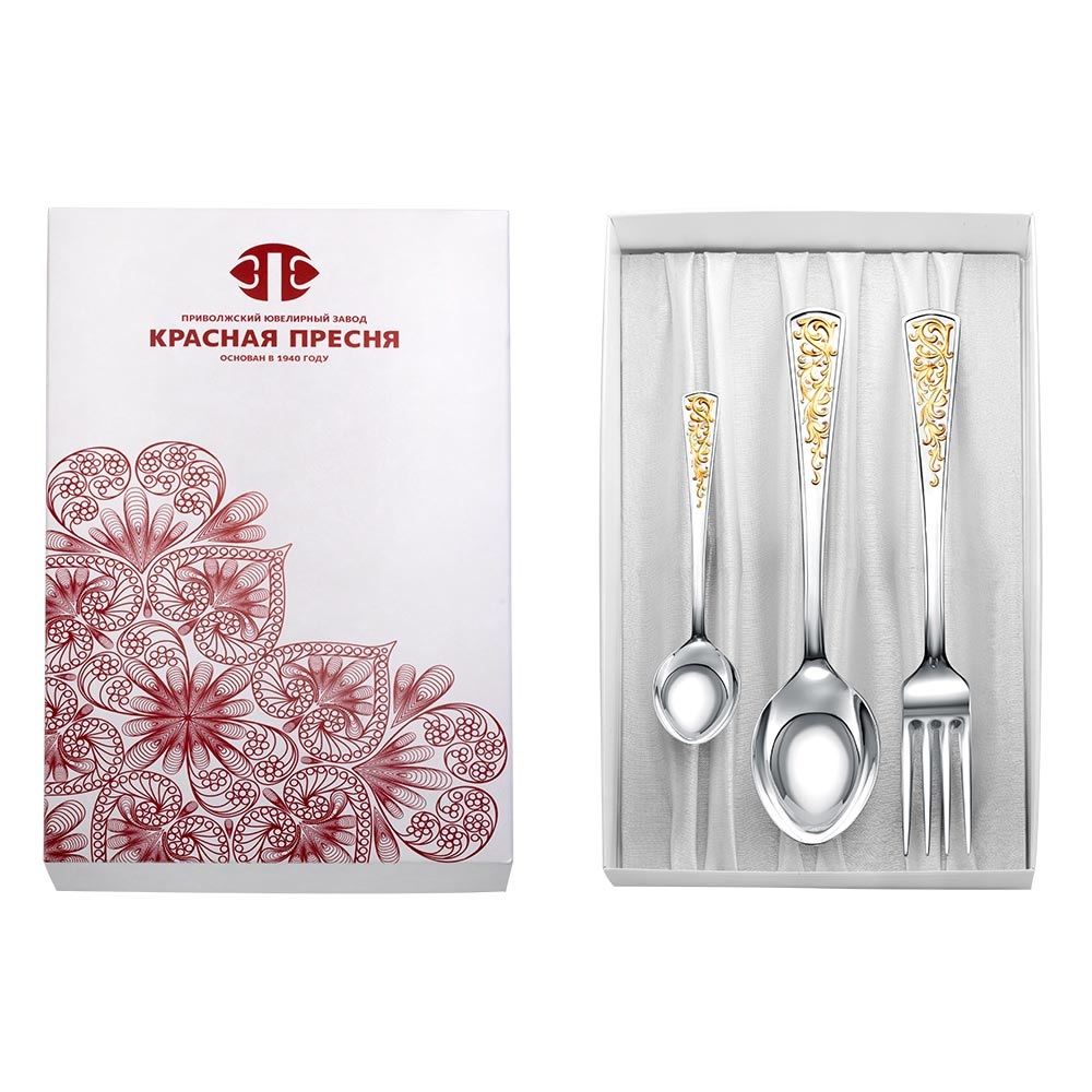 Набор столового серебра Стиль на 1 персону позолоченный