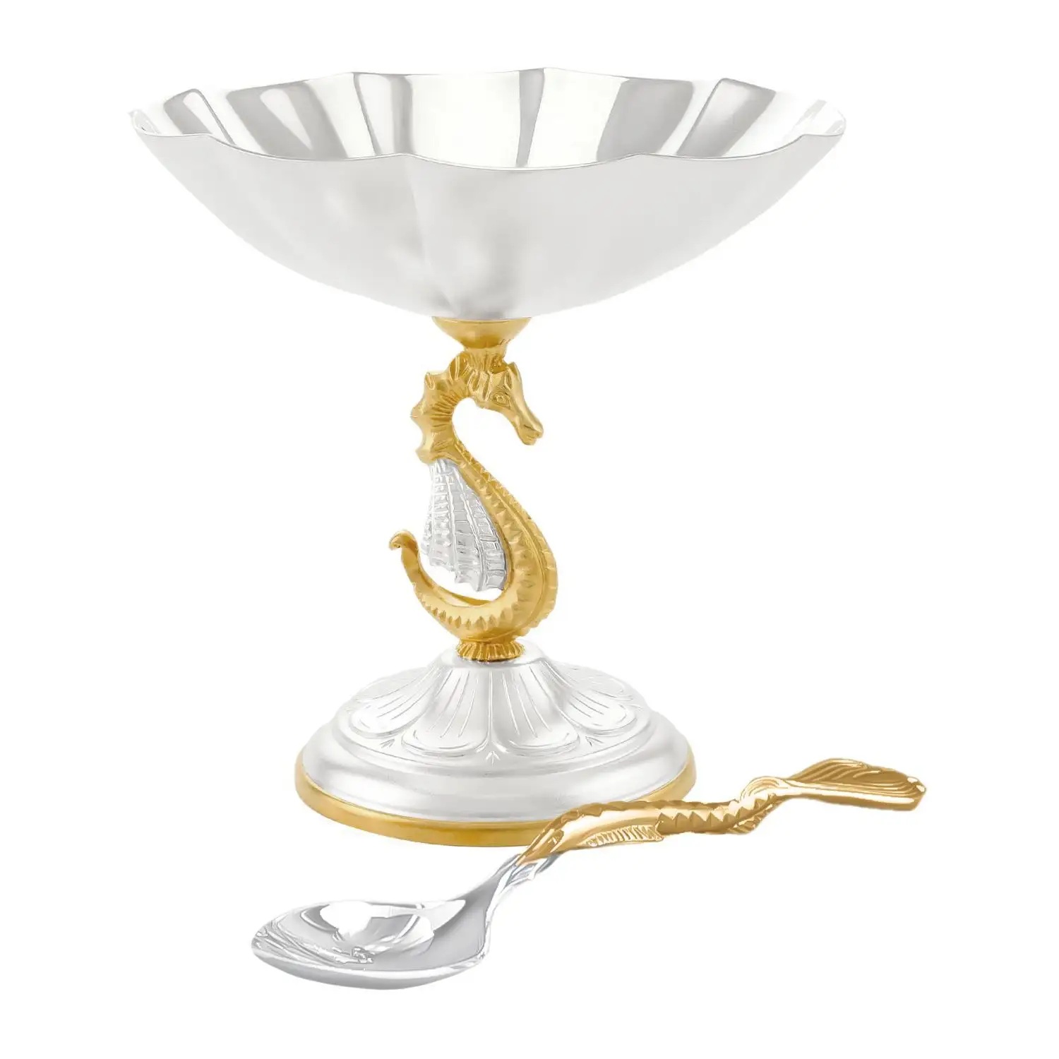 Серебряная икорница № 3 с ложкой