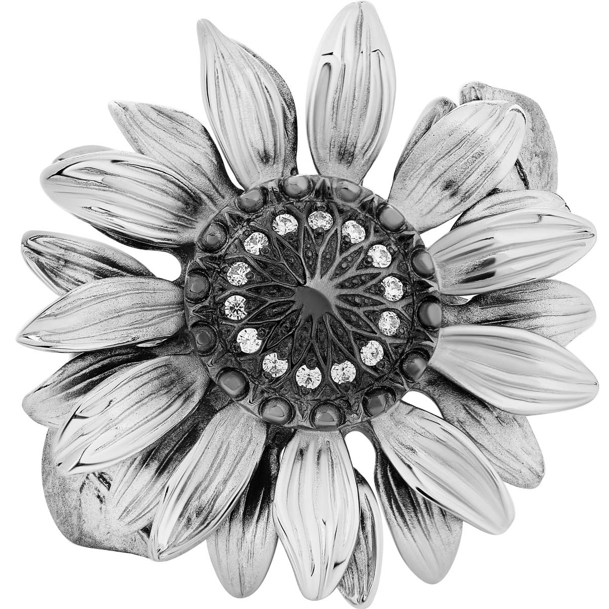 Серебряное кольцо Подсолнух с фианитамиФото 29054-05.jpg