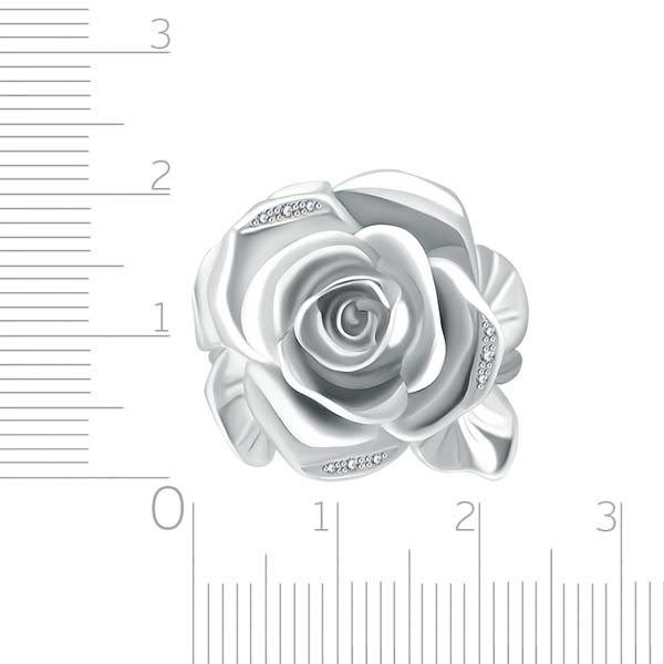 Серебряное кольцо Белая роза с фианитамиФото 29059-04.jpg