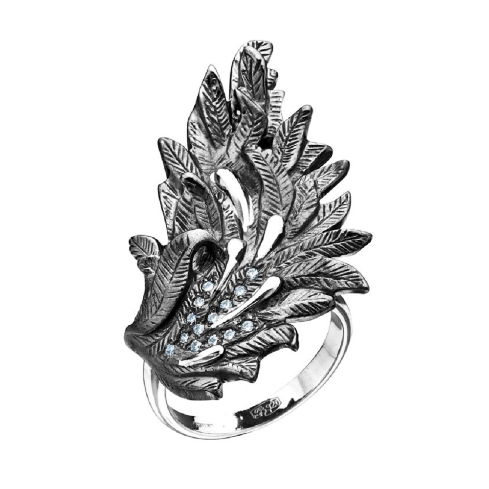 Серебряное кольцо Крылья с фианитами