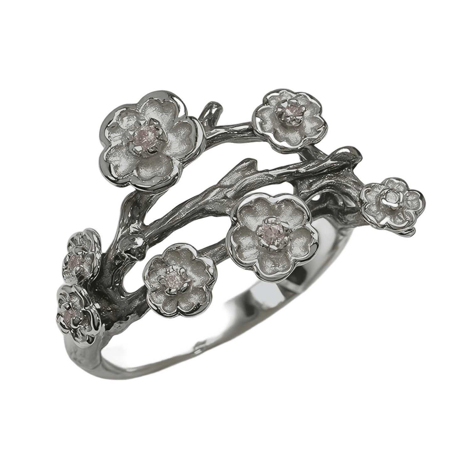 Серебряное кольцо Сакура с фианитамиФото 29065-02.jpg