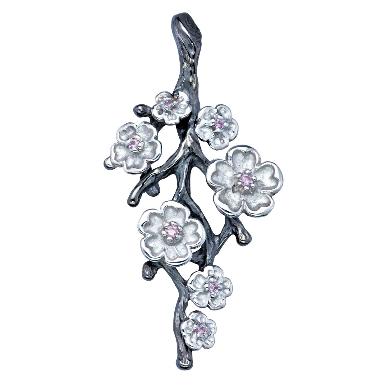 Серебряная подвеска Сакура с фианитами