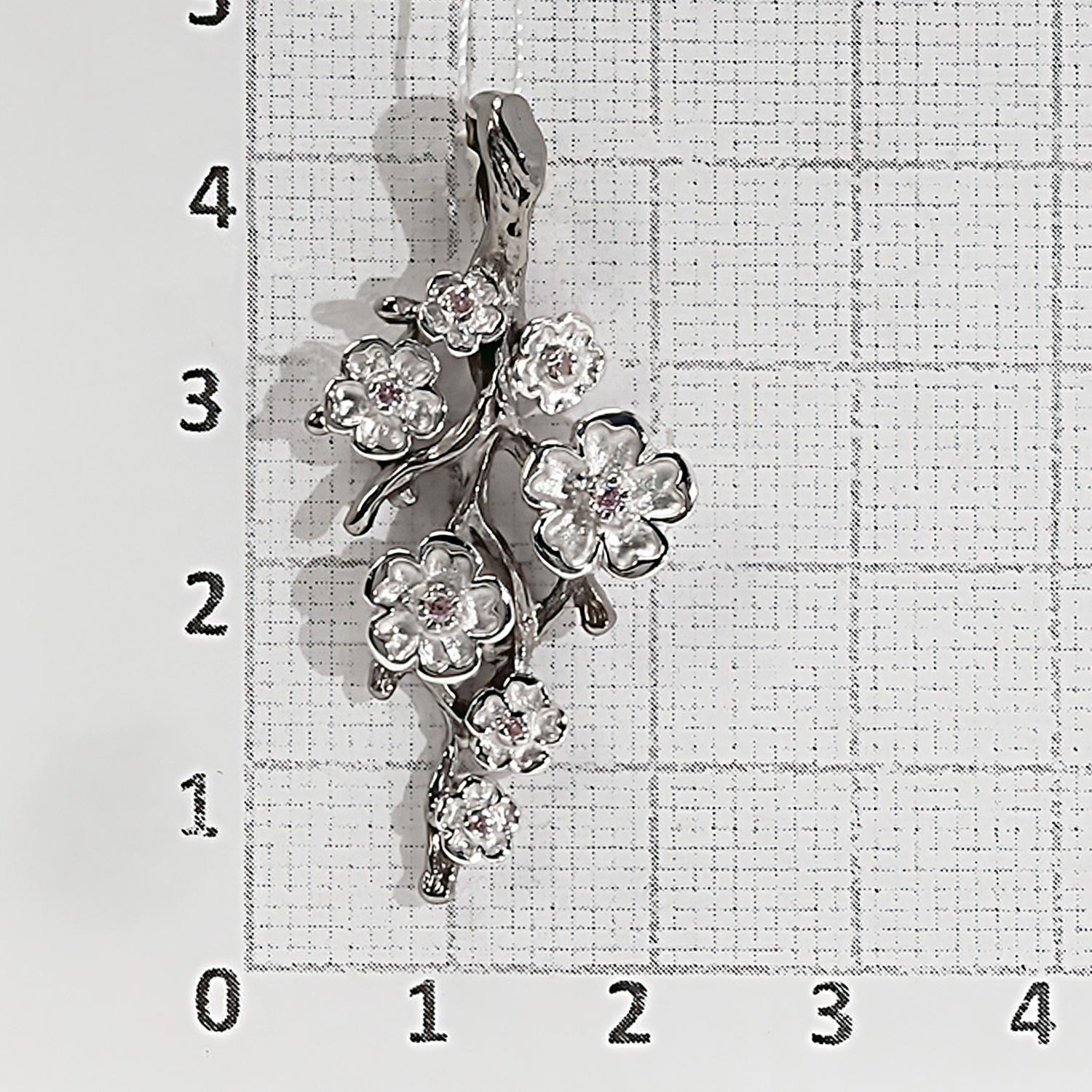 Серебряная подвеска Сакура с фианитамиФото 29066-03.jpg