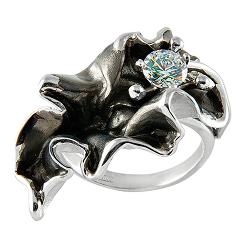 Серебряное кольцо Жабо с фианитами