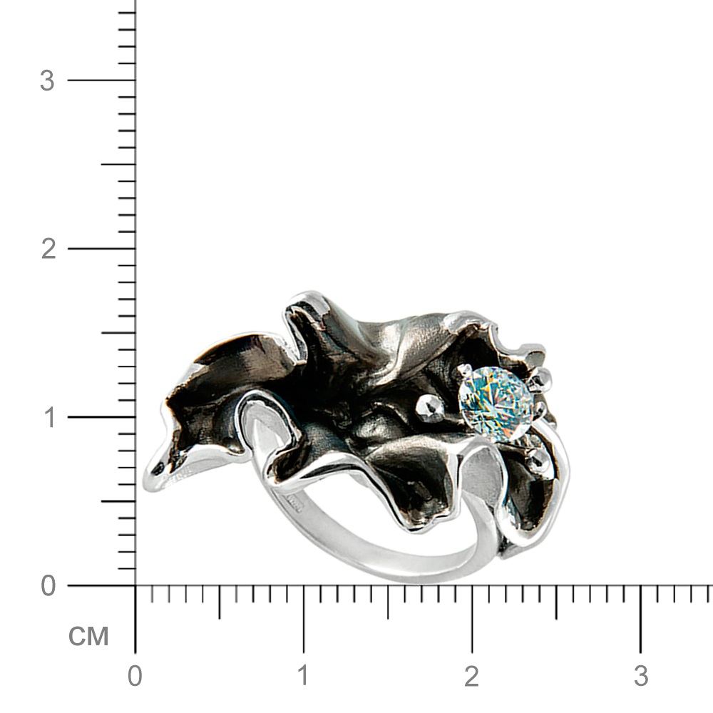 Серебряное кольцо Жабо с фианитамиФото 29068-02.jpg