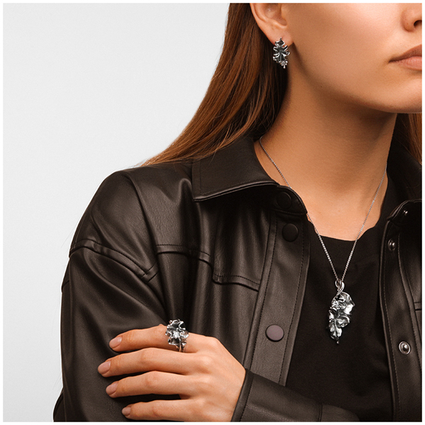 Серебряная подвеска Жабо с фианитамиФото 29069-03.jpg